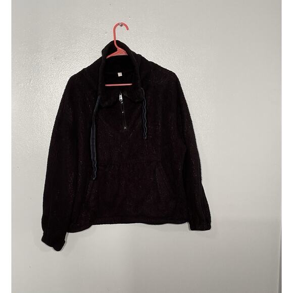 Free People FP Movement Hit the Slopes Fleece Black Fuzzy Size Medium Pullover - Picture 1 of 10